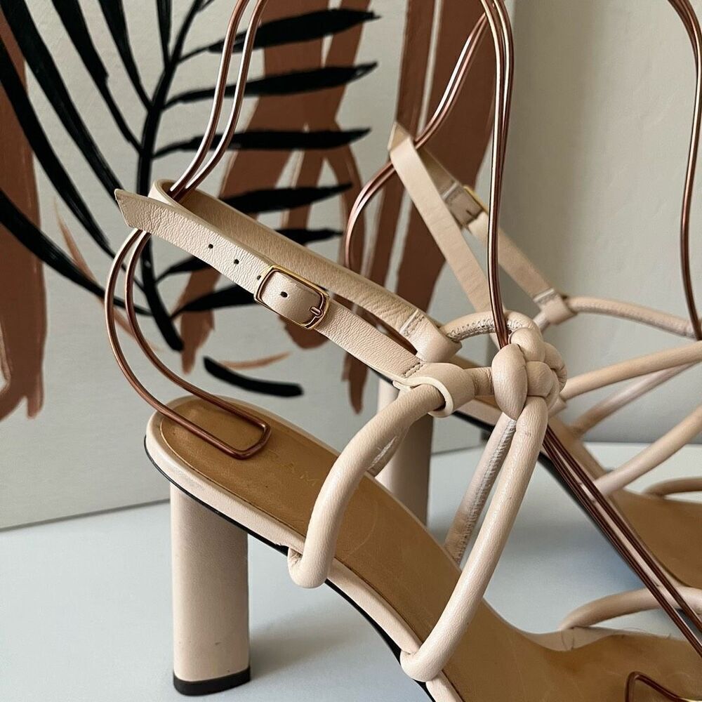 Frame Le Hendrix Slingback Leather Heeled Sandals Cream Size‎ 38 - Picture 6 of 11